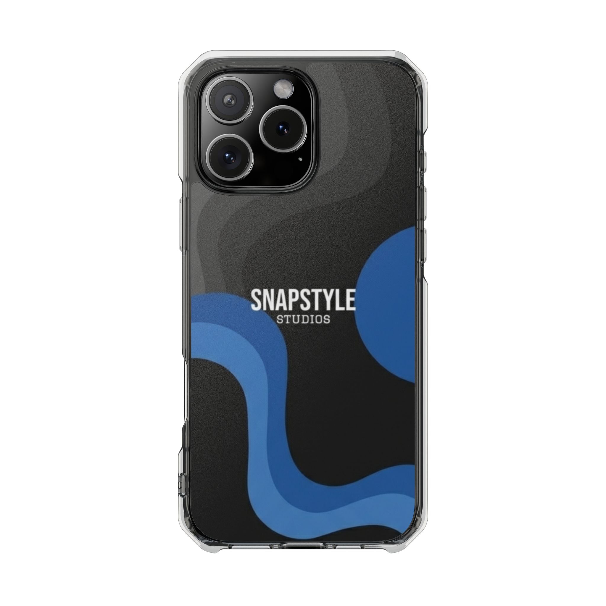 Clear Magnetic Impact Phone Case — Green Abstract Wave Design (SnapStyle Studios)