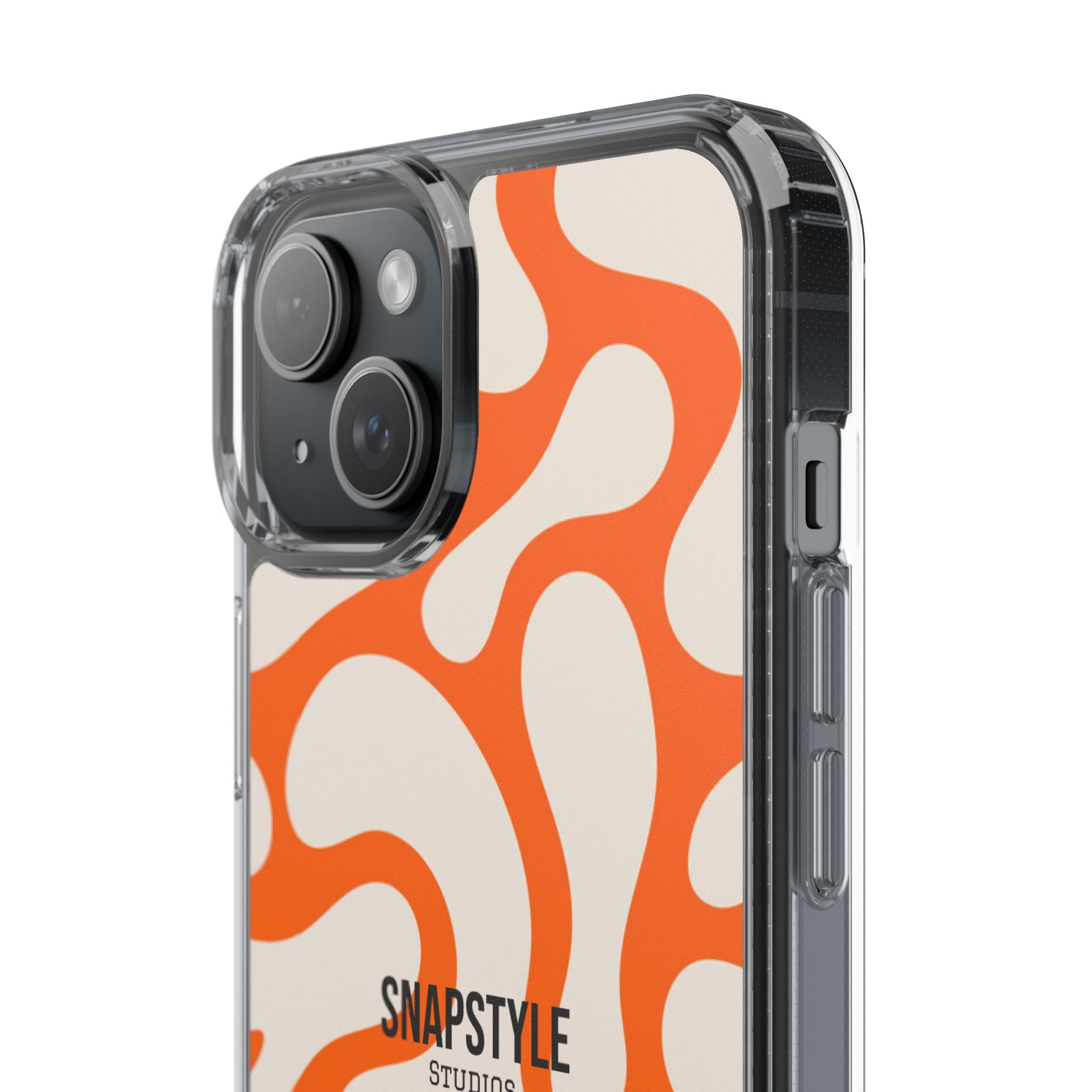 Clear Case — Retro Orange Swirl Phone Case with "SNAPSTYLE" Logo