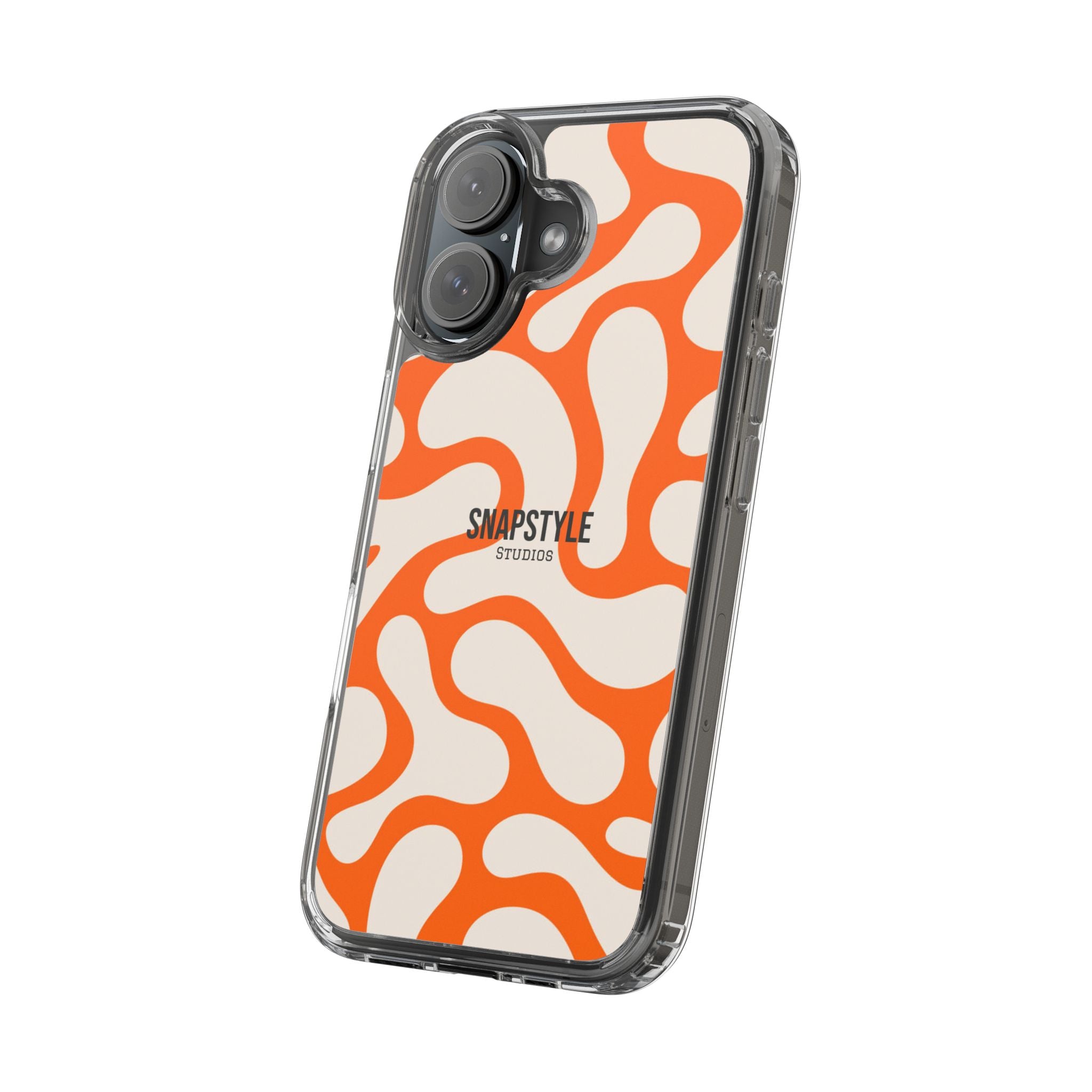 Clear Case — Retro Orange Swirl Phone Case with "SNAPSTYLE" Logo