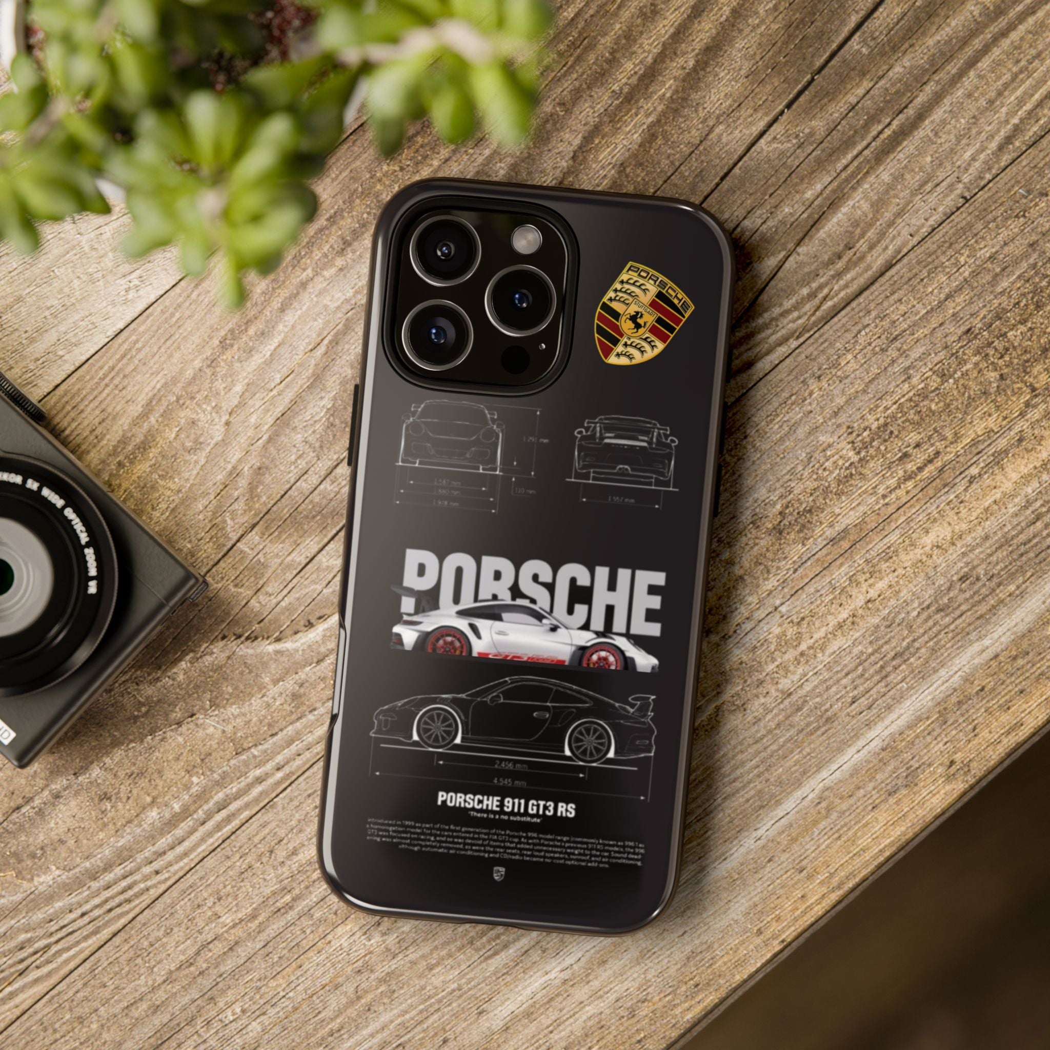 Porsche 911 GT3 RS Phone Case — Automotive Blueprint & Crest Tough Case